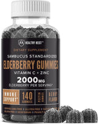 Sambucus Black Elderberry Gummies with Zinc and Vitamin C by Healthy Heist, 140 Gummies, Chewable Immune Support for Adults and Kids, Non GMO, Kosher, Pectin, Vegan, Delicious Berry Flavor