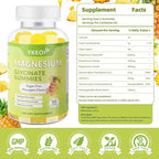 90 CT Magnesium Glycinate Gummies 500 mg with Ashwagandha,Sugar Free Magnesium Supplement Triple Magnesium Complex with Citrate,Malate,Vitamin C D3 B6,for Women and Men Kids Sleep Relaxation