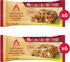 Atkins Soft Baked High Protein Bars, Lemon Poppyseed & Blueberry Flavors, 15g Protein, 4g Net Carbs, 2g Sugar, Keto Snacks, Low Sugar Protein Bars, High Fiber Snacks, 12 pk (6 bars each flavor)
