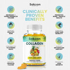 Sakoon nutrition Halal Collagen Gummies for Women and Men - Anti Aging, Hair Growth, Skin Care & Strong Nails Protein Collagen Supplements - Non-GMO, Gluten Free - Made in USA