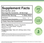 Chlorophyll Liquid Drops - for Digestion, Gut Health, Energy and Detox - Vegan Safe (Rich, Full Texture and Taste, Not Watered Down), 2oz Peppermint Flavored, by Double Wood
