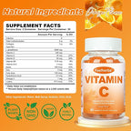 Chewable Vitamin C Gummies 240mg, Natural Orange Flavor Vitamin C for Adults Energy & Immune Support with Collagen, Glutathione, Zinc & Omega-3, 60 Counts
