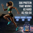 Vega Sport Vegan Protein Powder + Recovery - 30g Plant Based Protein per Serving, Peanut Butter, 45 Servings, 5g BCAAs, Probiotics, NSF Certified, for Shakes & Smoothies, 4.2lbs (Packaging May Vary)