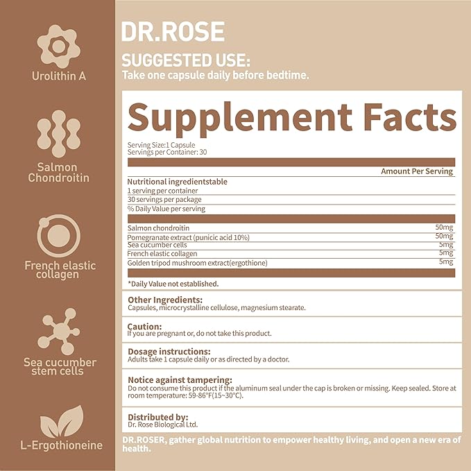 180° Anti-Gravity Capsules – Chondroitin Sulfate + Pomegranate Extract (Urolithin A) + Marine Collagen Elastin – Supports Joint Flexibility, Skin Elasticity & Bone Health – 30 Capsules
