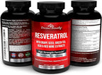 Resveratrol Supplement - 1400mg Extra Strength Formula with Grape Seed Extract and Green Tea Extract - 60 Veggie Capsules