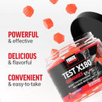 Force Factor Test X180 Gummies Testosterone Booster for Men with Tongkat Ali, Horny Goat Weed, Tribulus Terrestris, Fenugreek, & Black Maca, Supplement Men, Berry Punch, 60 Gummies, 1-Pack