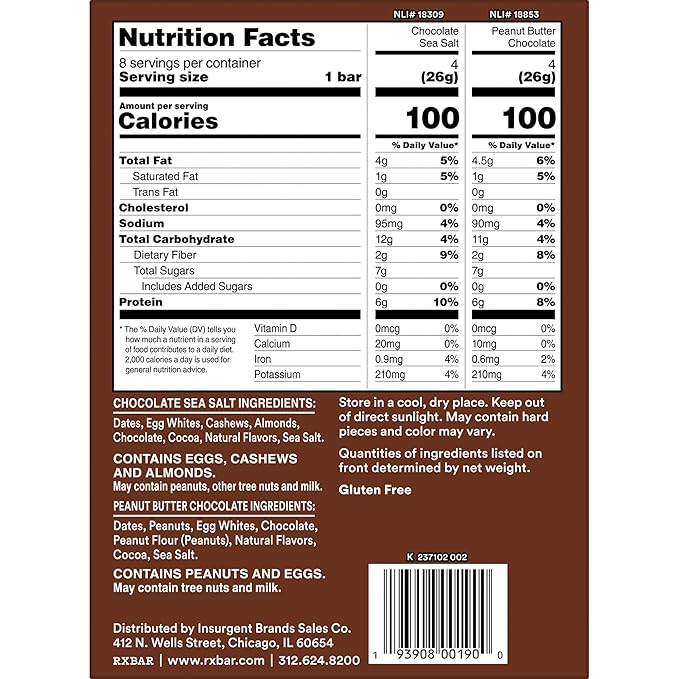 RXBAR Minis Protein Bars, Protein Snack, Snack Bars, Variety Pack, 7.3oz Box (8 Count)
