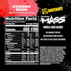 Mutant Mass Weight Gainer Protein Powder with Whey, and Casein Protein Blend for High-Calorie Workout Shakes, Smoothies, and Drinks, 15 lb - Strawberry Banana