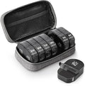 AUVON Canvas Bag Travel Pill Organizer 2 Times a Day, Large AM/PM Weekly Pill Box 7 Day Pill Case with Portable Gray Zipper Cloth Bag for Holding Supplements, Vitamins and Fish Oils
