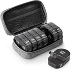 AUVON Canvas Bag Travel Pill Organizer 2 Times a Day, Large AM/PM Weekly Pill Box 7 Day Pill Case with Portable Gray Zipper Cloth Bag for Holding Supplements, Vitamins and Fish Oils
