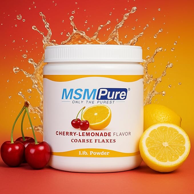 KALA HEALTH MSMPure Cherry Lemonade Flavored Coarse MSM Powder Flakes – US-Made MSM for Joint Health, Skin Appearance, and Hair & Nail Support – 8.8 oz, Organic Sulfur