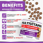 Dog Multivitamin Chewable with Glucosamine - Dog Vitamins and Supplements - 165 Treats - Senior & Puppy Multivitamin for Dogs - Hip & Joint Support - Immune Health, Skin, Heart, Digestion, Probiotics