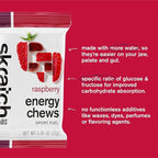 Skratch Labs Energy Chews | Gummies for Running, Cycling & Endurance Quick Carbs for Athletes, Easy to Digest, Real Fruit | Gel Alternative for Runs & Rides | Raspberry 10 Pack | Gluten Free, Vegan