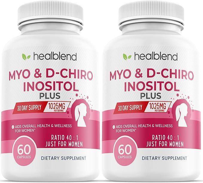 healblend Myo & D-Chiro Inositol Plus Supplement Blend, Hormonal Balance, Healthy Ovulation & Overall Wellness Support for Women, Fertility and Pregnancy Health (2 Pack)