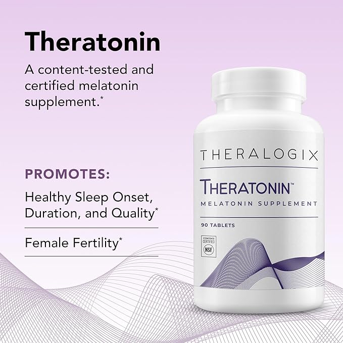 Theralogix Theratonin Melatonin Supplement - 90-Day Supply - Sleep Support Supplement - Melatonin to Aid a Good Night's Sleep - Supplement for Women to Support Fertility - NSF Certified - 90 Tablets