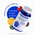 Clear Skin Supplement with Zinc, DIM & Probiotics | 3-in-1 Balance, Glow & Health Skin Support | Triple Action Hyaluronic Acid, Niaciminide & Vitamins for Hormone, Complexion & Gut Support | 180 Ct