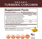 Life's Fortune Organic Turmeric Curcumin with Black Pepper and Ginger, Enhanced Absorption, Extra Strength Supplement, Joint & Immune Support, Non-GMO, 180 Cap - 2250mg