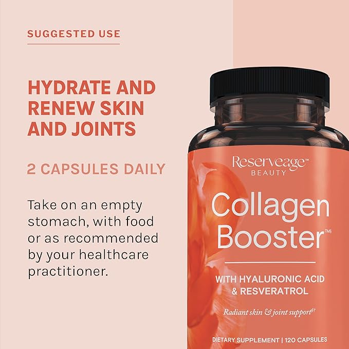Reserveage Beauty Collagen Booster - Supplement for Skincare & Joint Health - Supports Healthy Collagen Production for Women - 120 Capsules (30 Servings)