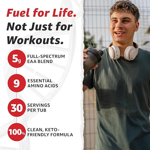 10X Health Amino Acids - 30 Servings of EAA & BCAA Powder, Pre Workout BCAA with Essential Amino Acids Supplement - BCAAs & EAAs for Longevity, Muscle Support, Strength, Energy - Tropical Orange