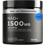 Toniiq Liposomal NAD+ and Resveratrol Supplement - 1500mg Ultra High Strength NAD Supplement - Clinically Studied Ingredients with Patented RiaGev-WS™, Resveratrol, and Niacin - 60 Capsules