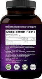 NatureBell Biotin 10000mcg + Hyaluronic Acid 25mg | 360 Coconut Oil Softgels, Premium Biotin Supplement for Hair Skin and Nails*