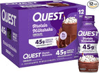 Quest Nutrition Chocolate Protein Shake, 45g Protein, 2g Sugar, 4g Net Carbs, Ready to Drink, Gluten Free, 12 Count