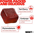 NOKT Sleep Gummies - Tart Cherry & Vegan Melatonin, Sugar-Free, Gluten-Free, Nutritional Supplement, 30 Gummies, Tart Cherry Flavor, Gummy Form, Deep Restorative Sleep Support