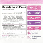 Bonawell Probiotics for Women 100B, with Prebiotics, Digestive Enzymes, Organic Cranberry, Shelf-Stable, 30 Veggie Caps