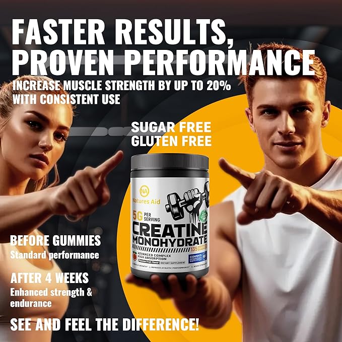 Creatine Monohydrate Gummies – Pre-Workout Energy & Muscle Growth Support for Men & Women | Passion Fruit Electrolyte Gummies (135 Count)