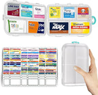 Pill Organizer Travel Medicine Case - Daily Pill Organizer with 144 Labels, Portable Travel Essentials for Medication