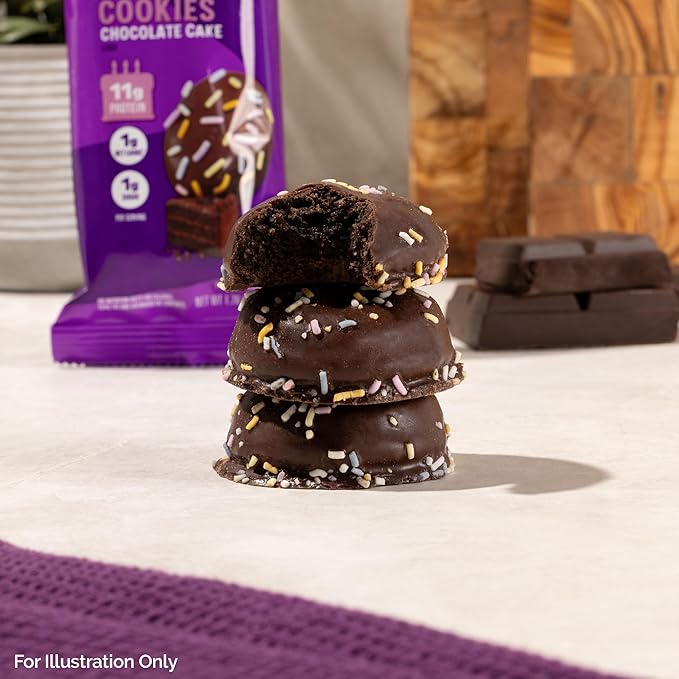 Quest Nutrition Frosted Cookies Twin Pack, Chocolate Cake, 1g Sugar, 11g Protein, 1g Net Carbs, Gluten Free, 16 Cookies