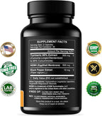 Turmeric Curcumin 95% Extract & Collagen Capsules - NEM Promotes Knee Comfort & Flexibility - Eggshell Membrane w Naturally Occurring Glucosamine Chondroitin Hyaluronic Acid- Made in USA