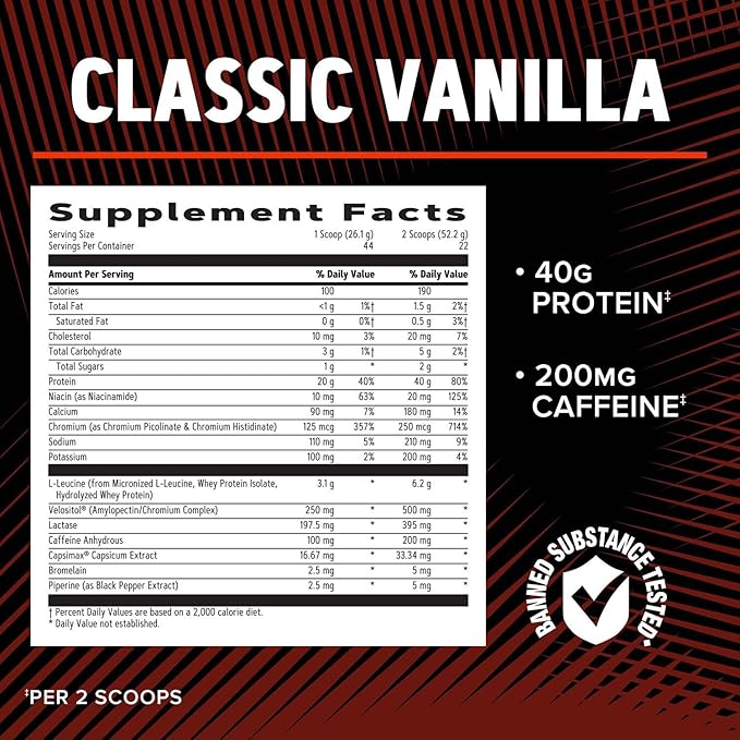 GNC AMP Wheybolic Ripped - Classic Vanilla (22 Servings)
