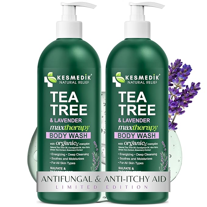 Tea Tree Lavender Body Wash MaxTherapy, Itchy Skin Relief, Antifungal Defense, Fights Body Odor, Soothes Jock Itch & Athlete's Foot, Intimate Wash, Men & Women, 2-Pack, Limited Edition