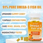 Omega-3 Fish Oil Supplements: Pure 1000mg Omega-3 Gummies Support Heart Joint Eye Brain Immune Health 60 Gummies 30 Day Supply