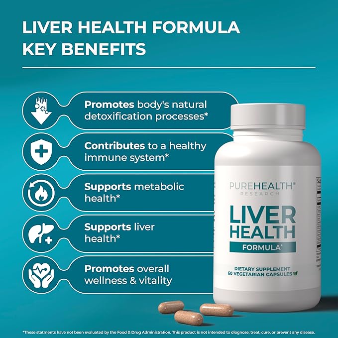 PUREHEALTH Research Liver Health – Liver Cleanse Detox & Repair Support Supplement- with Milk Thistle, Turmeric Powder, Dandelion, Artichoke, Beet Root, Ginger, L Cysteine HCL & More - 180 Capsules