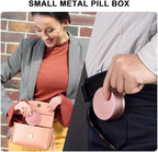 Small Pill Case 2 Compartment - Heavy Duty Metal Pill Box Portable Travel Pill Container for Pocket or Purse, Waterproof Pill Organizer for Medicine Vitamin Fish Oil and Supplements