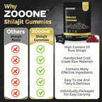 zooone Shilajit Himalayan Gummies with Ashwagandha & Black Musli Gokshura - Natural Energy No Artificial Fillers, Individual Packaging
