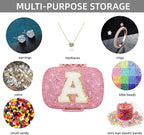 Cute Pill Organizer Small Bling Pill Case for Purse Medicine Vitamin Container Holder Daily Pill Box Container for Women Travel Medicine Kit(Letter A Pink)