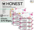 The Honest Company Baby Wipes for Sensitive Skin, Hypoallergenic, Fragrance-Free, Multi-Use, Rose Blossom Design, 576 Count (6 Packs of 96)
