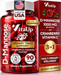 D-Mannose Supplements for Women – USA Made D-Mannose with Cranberry & Vitamin C – Cranberry Pills for Women for Urinary Tract & Bladder, Immune Support – 90 Vegan Capsules