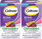Caltrate Chewables 600 Plus D3 Plus Minerals Calcium Vitamin D Supplement, Cherry, Orange and Fruit Punch - 60 Count (Pack of 2)