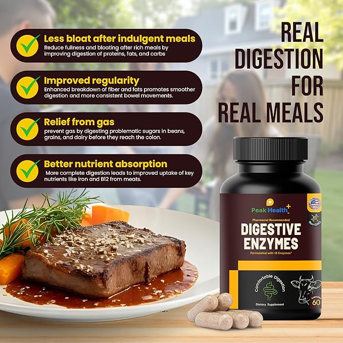 Digestive Enzymes for Foodies | Digestive Support for Meat, Carbs, Fat, Milk and Vegetable Digestion – Pharmacist Formulated 60 Count - USA