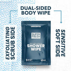 Super Fresh Shower Wipes Large Unscented Body Wipes for No Rinse Bathing Personal Hygiene Gym Travel or Camping Enriched with Aloe and Vitamin E 50 Individually Wrapped Disposable Sheets