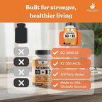 American Standard Supplements Vitamin D3 5000 IU (125mcg) Plus Vitamin K2 (MK7) 200mcg Per Capsule - Gluten Free, Non-GMO, 120 Capsules, 120 Servings, 120 Day Supply