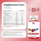VITA GLOBE B Complex Gummy Vitamins – Strawberry Flavor with Vitamin C, Niacin, B6, B12 & Biotin | Daily Supplement for Energy, Metabolism & Cognitive Support | 60 Gummies (Pack of 1)