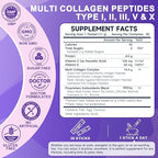 DRFOSTER Collagen-Peptides-Powder-Packets - Multi Type I II III V X Collagen for Women with Antioxidant Blend + Vitamin C & E for Skin, Hair, Nail & Joint, Non-GMO, 30 Stick Packs