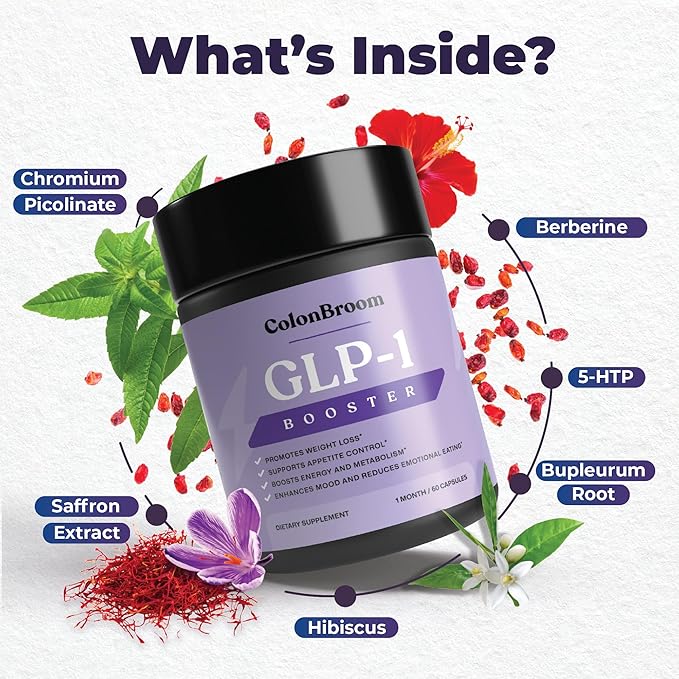 ColonBroom GLP-1 Weight Management Supplement for Women & Men - GLP1 Supports Appetite Control, Energy & Mood Balance - Vegan, Gluten-Free Capsules - 180 Count