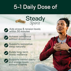 Adapt Naturals Steady Spirit Stress, Anxiety & Mood Support Supplement for Women and Men with Ashwagandha, L-Theanine, Holy Basil, Saffron, and Lemon Balm - Stress Relief Supplement - 30 Day Supply