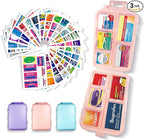 Pill Organizer with Medicine Labels 146 Labels Travel Daily Pill Container Mini Medication Organizer Storage Travel Essentials Pill Case 7 Day Pill Organizer (Blue+Pink+Purple, 3 Packs)